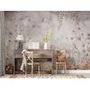 Vintage Watercolor Flowers and Flamingos wallpaper design