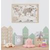 Watercolor Educational world map for Kids rooms design , For Digital Print. Digital File