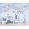 watercolor style in soft blue colors Kids world map and cute animals  Digital File