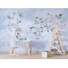 watercolor style in soft blue colors Kids world map and cute animals  Digital File