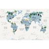 white background Blue Color Cute Kids Colorful World Map and Sweet animals Digital File