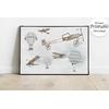 White Sky, Winged Biplanes for children's rooms design , For Digital Print. Digital File.