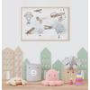 White Sky, Winged Biplanes for children's rooms design , For Digital Print. Digital File.