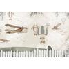 Winged airplanes and hot air balloons wallpaper design for children's rooms and nurseries.