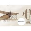 Winged airplanes and hot air balloons wallpaper design for children's rooms and nurseries.